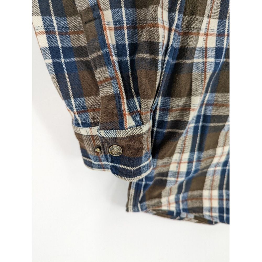 Five Brothers Men's Heavy Plaid Flannel Button Up Shirt, Men's XL, Brown & Blue - Picture 2 of 7
